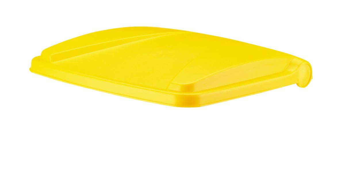 Tretabfallbehälter,1x90l,HxBxT 820x500x410mm,Korpus PE weiß,Deckel PE gelb,2 Räder-1