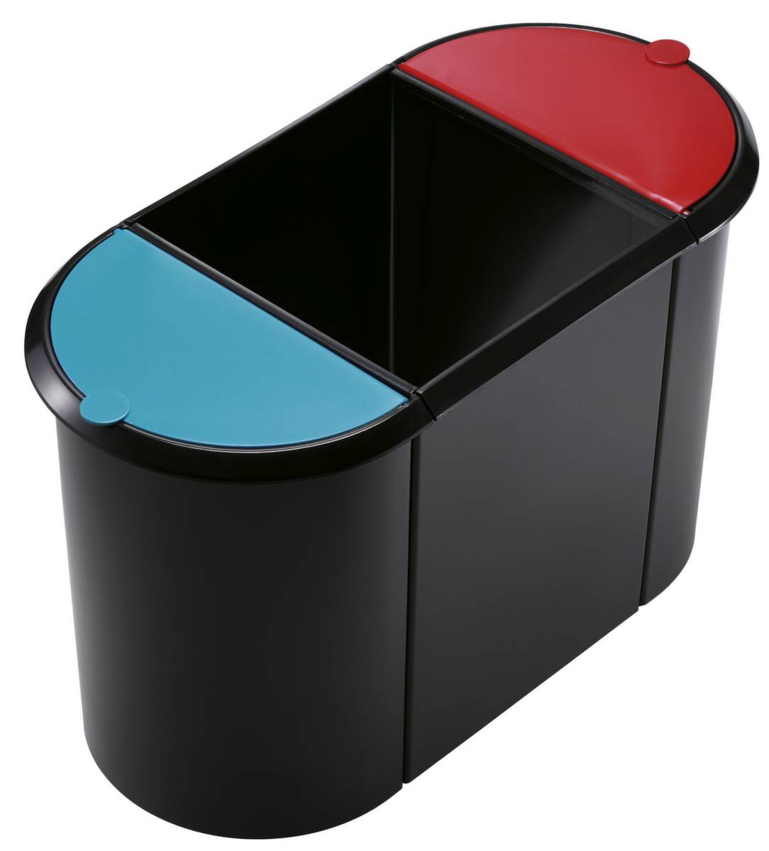 Wertstoffsammler,2x9l/1x20l,HxBxT 348x555x280mm,Korpus PP schwarz,Deckel Kunststoff rot/grün-0
