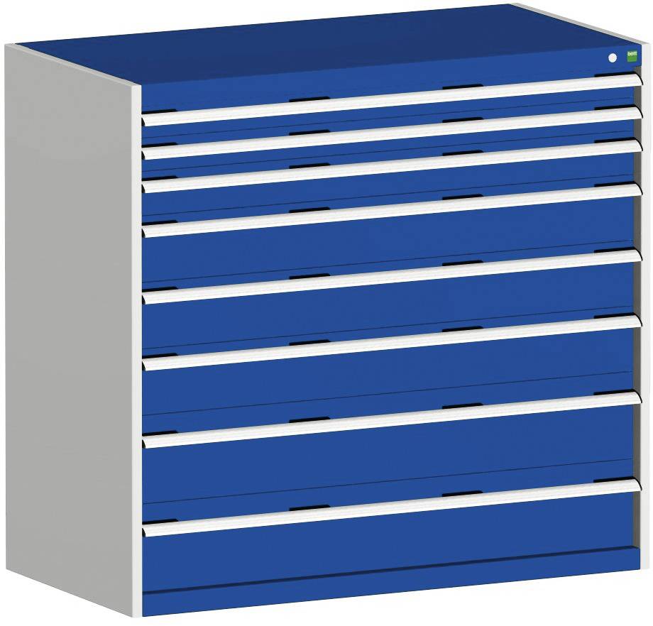 Schubladenschrank,HxBxT 1200x1300x650mm,8 Schublade(n),Schwerlastauszug,5-Stift-Wechselkern,Korpus RAL7035,Front RAL5010-4