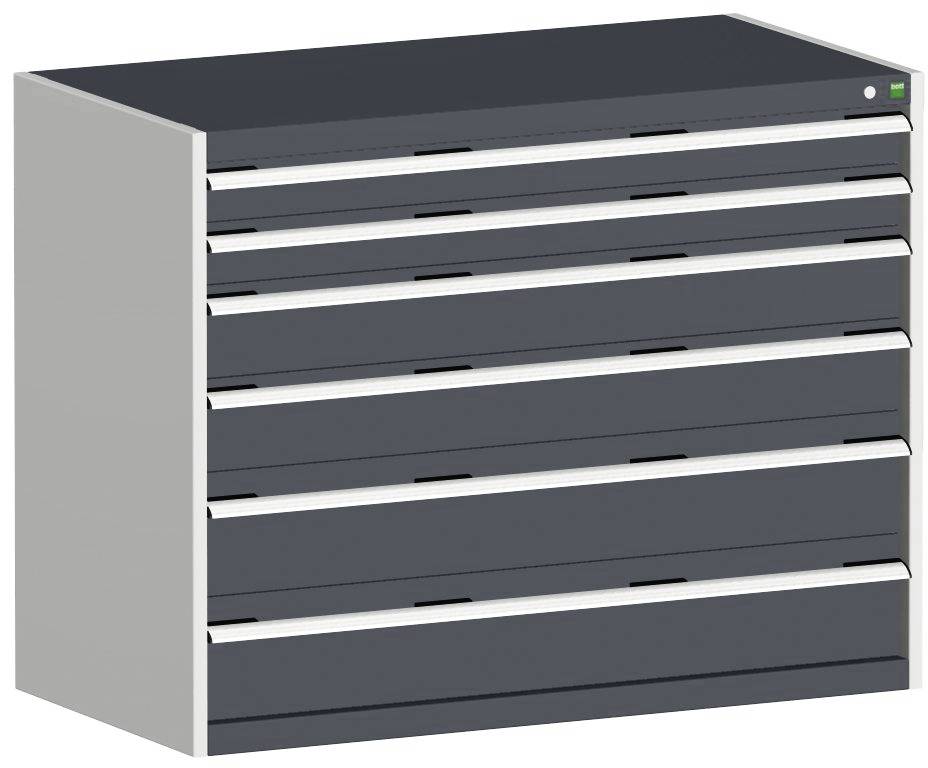 Schubladenschrank,HxBxT 1000x1300x650mm,6 Schublade(n),Normallastauszug,5-Stift-Wechselkern,Korpus RAL7035,Front RAL7016-0