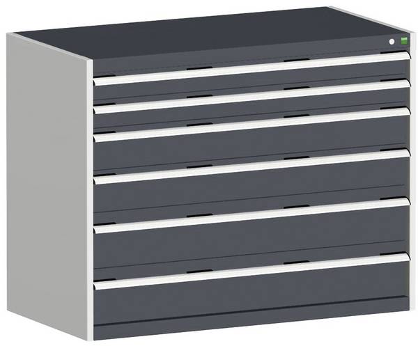Schubladenschrank,HxBxT 1000x1300x650mm,6 Schublade(n),Normallastauszug,5-Stift-Wechselkern,Korpus RAL7035,Front RAL7016