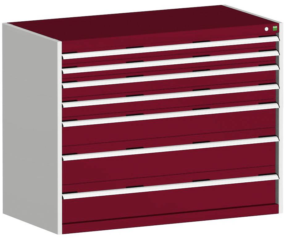Schubladenschrank,HxBxT 1000x1300x650mm,7 Schublade(n),Normallastauszug,5-Stift-Wechselkern,Korpus RAL7035,Front RAL3004-0