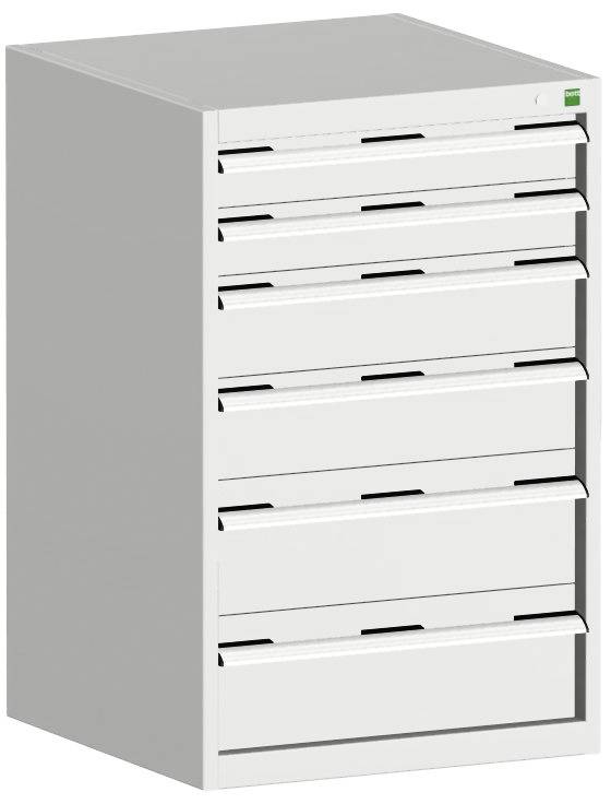 Schubladenschrank,HxBxT 1000x650x525mm,6 Schublade(n),Normallastauszug,5-Stift-Wechselkern,Korpus RAL7035,Front RAL7035-0