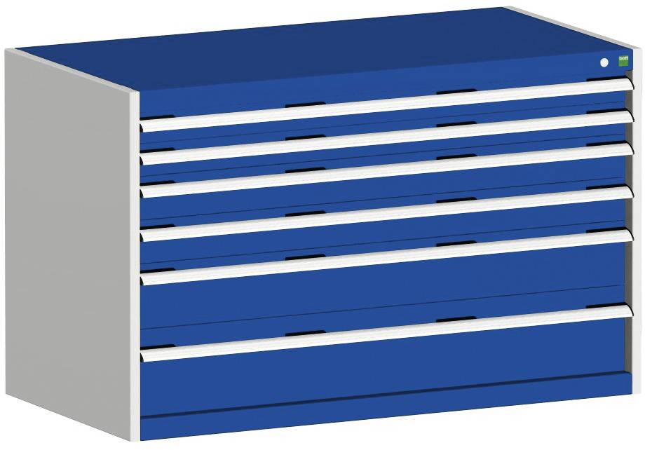 Schubladenschrank,HxBxT 800x1300x650mm,6 Schublade(n),Normallastauszug,5-Stift-Wechselkern,Korpus RAL7035,Front RAL5010-0