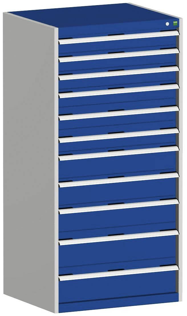 Schubladenschrank,HxBxT 1600x800x650mm,11 Schublade(n),Normallastauszug,5-Stift-Wechselkern,Korpus RAL7035,Front RAL5010-4