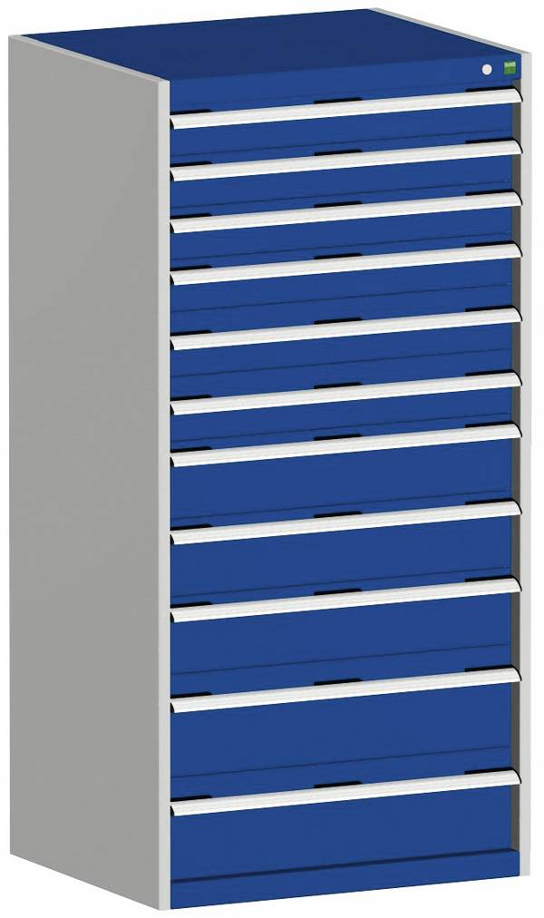 Schubladenschrank,HxBxT 1600x800x650mm,11 Schublade(n),Normallastauszug,5-Stift-Wechselkern,Korpus RAL7035,Front RAL5010