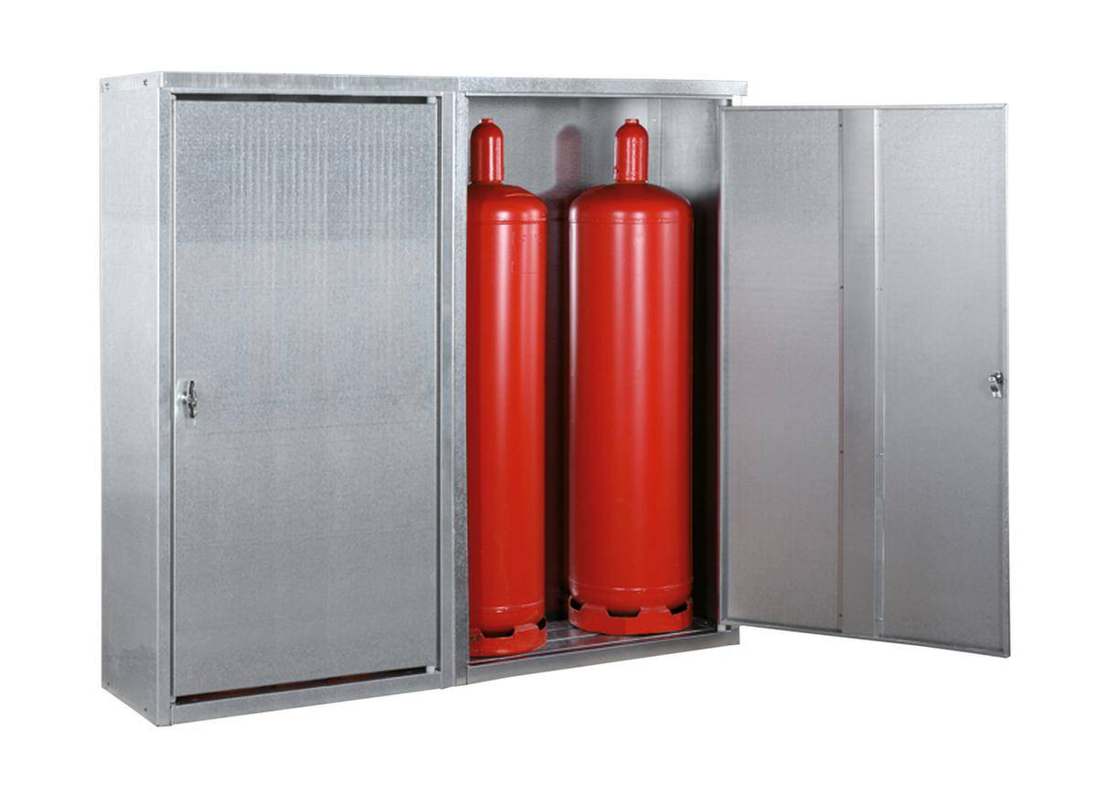 Gasflaschenschrank,f. 4x33kg Flasche,HxBxT 1435x1720x400mm,m. Dach,Doppel-Flügeltür,Stahl verzinkt-1