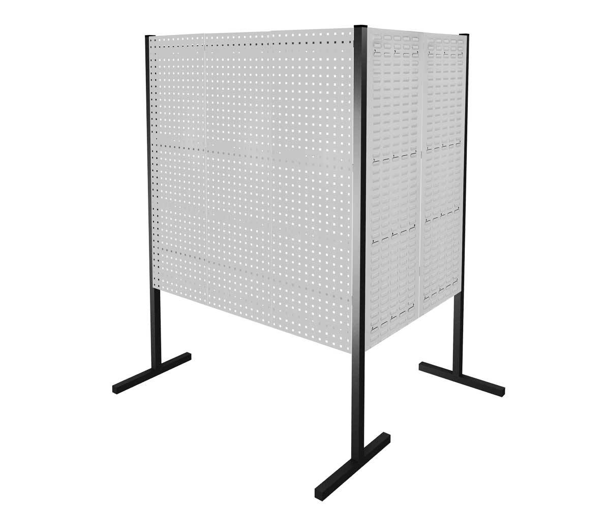 Loch-/Schlitzplatten-Trennwand,Doppelfeld 90°,HxBxT 1500x1500x1000mm,3xLochplatte,2xSchlitzplatte,Stahl,RAL7035-2