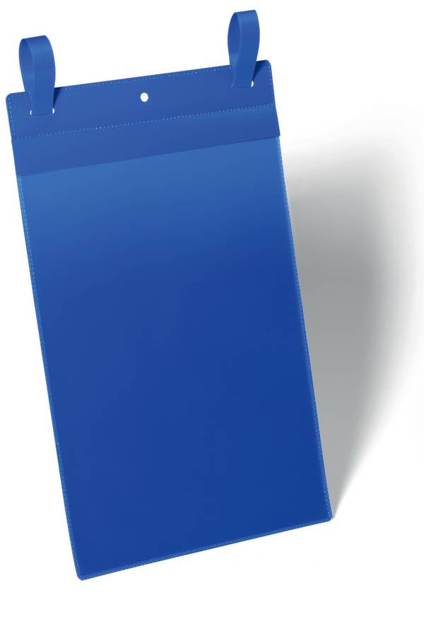 Sichttasche,DIN A4,hoch,m. Aufhängelasche,m. Regenschutzklappe,PP,blau/transparent