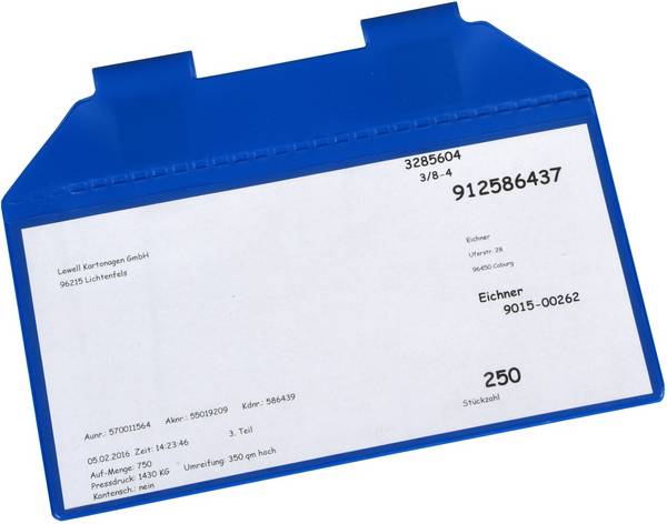 Sichttasche,DIN A6,quer,HxB 105x215mm,m. Magnet,Kunststoff,blau