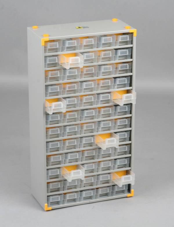 Kleinteilemagazin,HxBxT 565x300x140mm,60 Schublade(n),Schubladen transparent