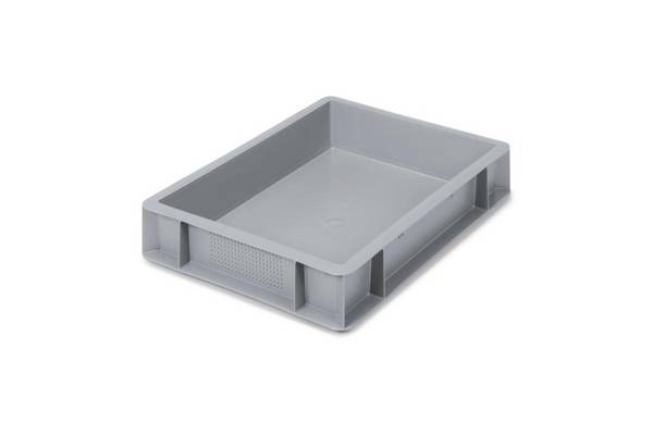 Euronorm-Stapelbehälter,HxLxB 70x400x300mm,6l,PP,grau,Wände geschlossen,Boden geschlossen