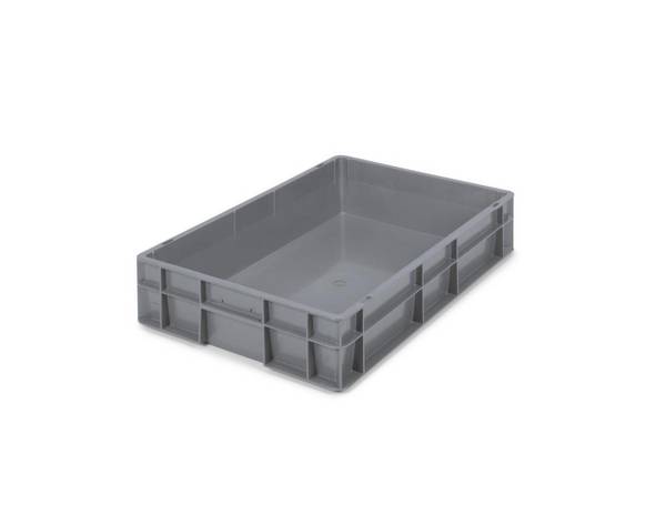 Euronorm-Stapelbehälter,HxLxB 120x600x400mm,20l,PP,grau,Wände geschlossen,Boden geschlossen