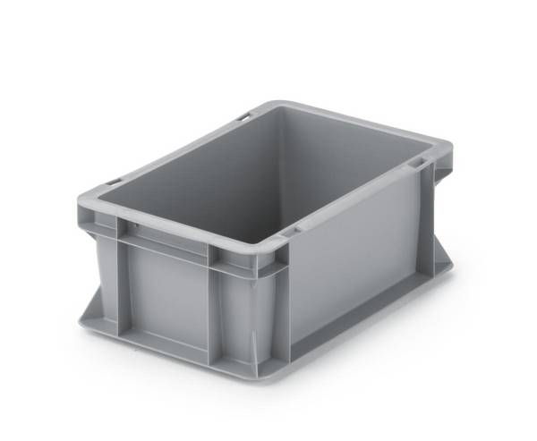 Euronorm-Stapelbehälter,HxLxB 120x300x200mm,5l,PP,grau,Wände geschlossen,Boden geschlossen
