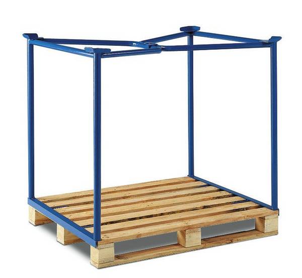 Paletten-Stapelbügel,m. Klemmvorrichtung,Stahl,Auflast 750kg,f. Palette LxB 1200x800mm,Nutz H 1200mm,RAL5012