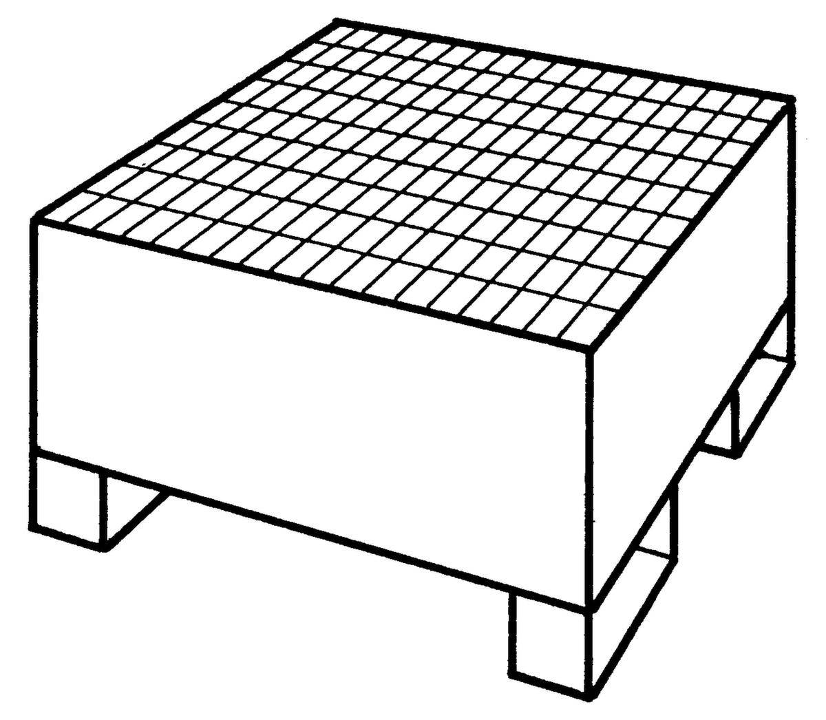 Auffangwanne,f. 1x200l Fass,Auffangvol. 210l,HxBxT 450x810x820mm,m. Gitterrost,Stahl,RAL5015-3