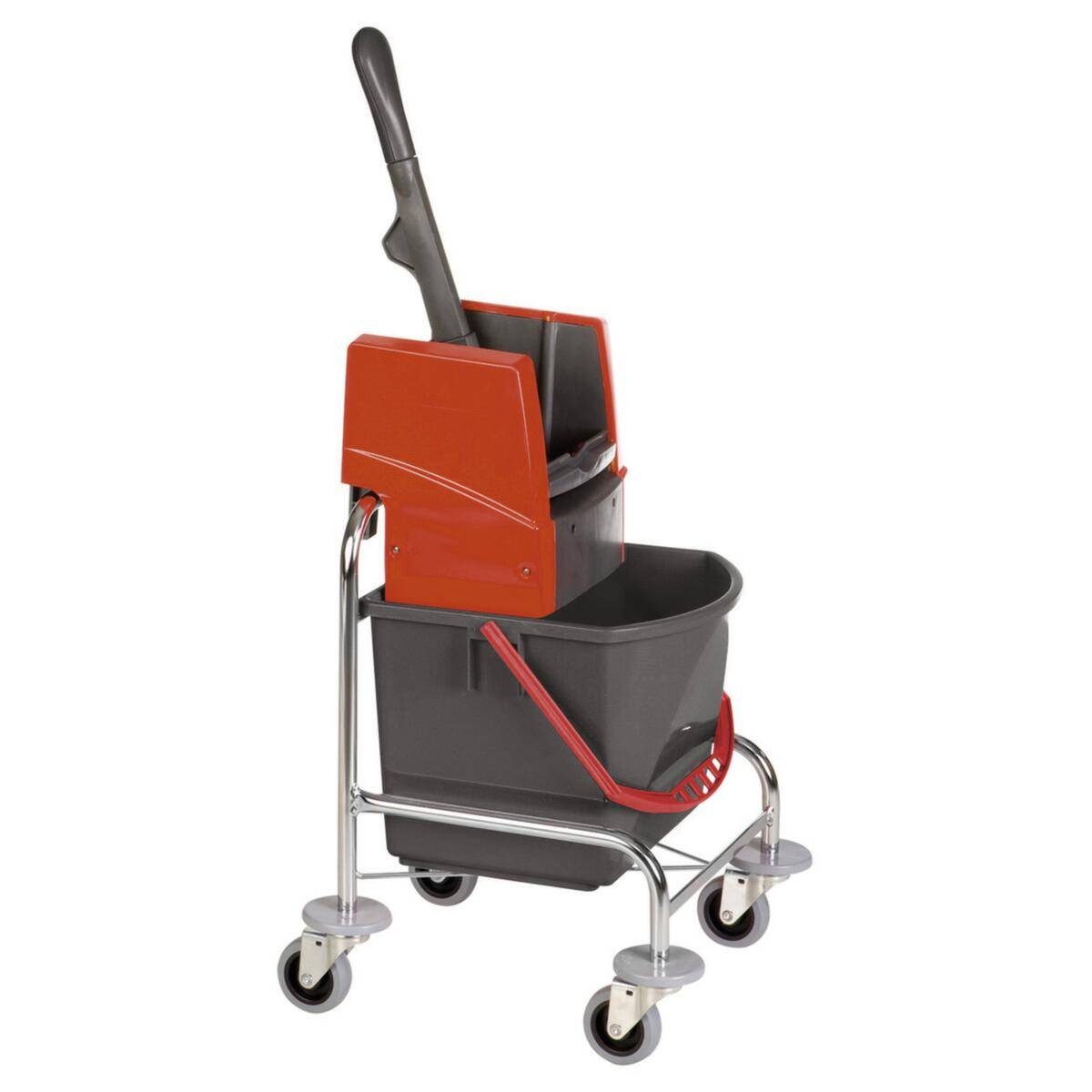 Nasswischwagen,Eimer 1x17l rot,Gestell Stahl,4 Lenkrollen-0
