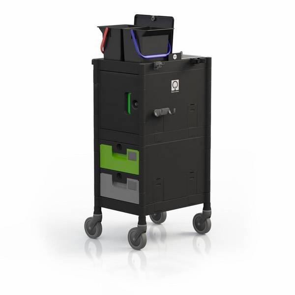Reinigungswagen,HxBxT 1010x575x610mm,Eimer 2x6l schwarz,Gestell PP,4 Räder