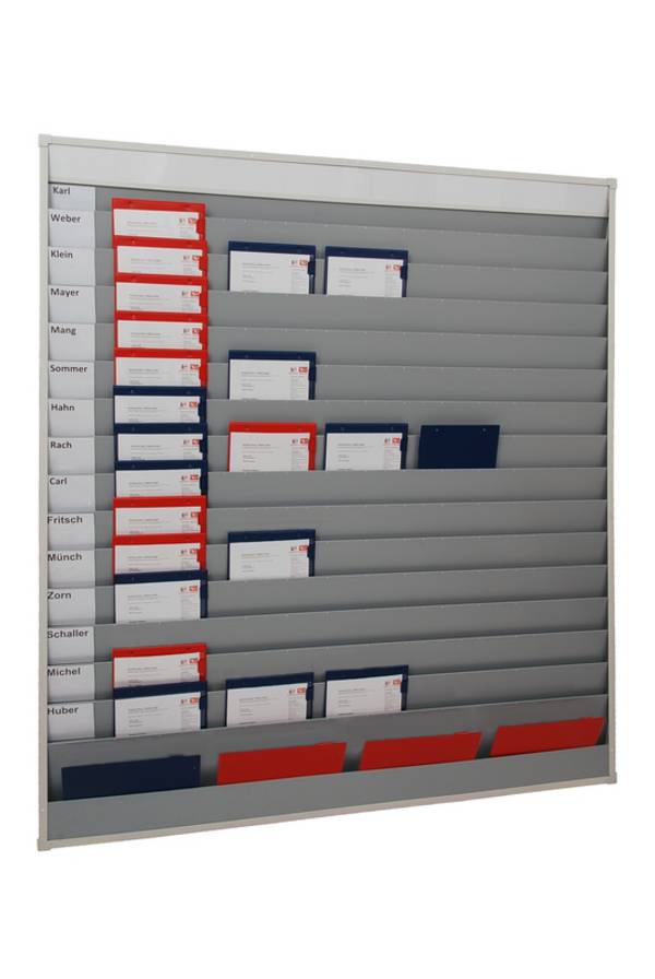 Auftragsplaner,15 Fächer,HxB 1750x1575mm,Ablage(n) Kunststoff,grau