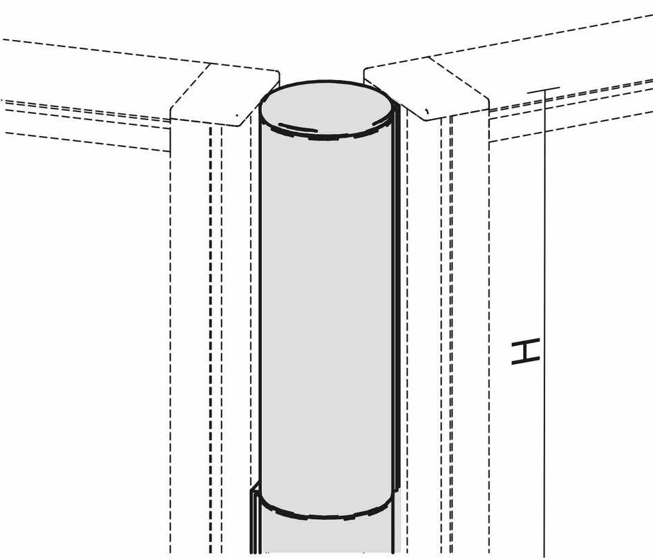 Verbindungssäule,f. Trennwand,H 1400mm,Winkel 0-180°-0