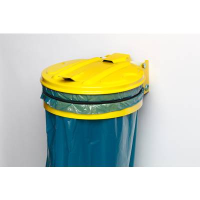 Müllsackhalter,1 Müllsackhalter,Wand/Pfosten,Gestell gelb,Deckel Stahl gelb