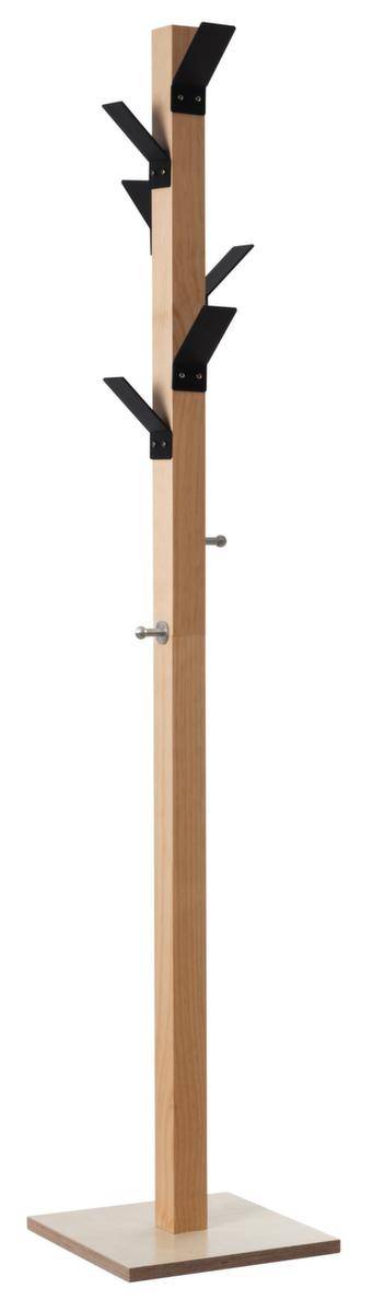 Garderobenständer,6 Mantel-/2 Taschenhaken,Holz/Polystyrol,natur/schwarz-0