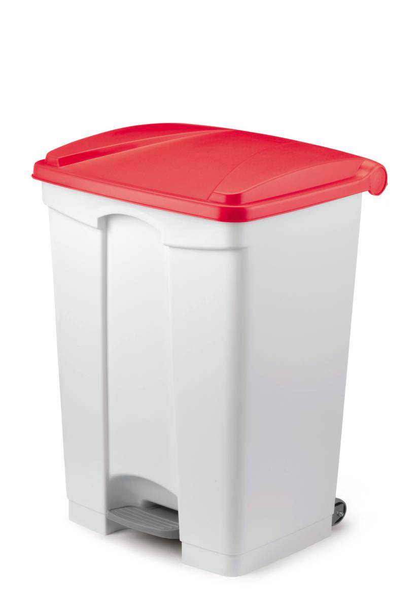 Tretabfallbehälter,1x90l,HxBxT 820x500x410mm,Korpus PE weiß,Deckel PE rot,2 Räder-0