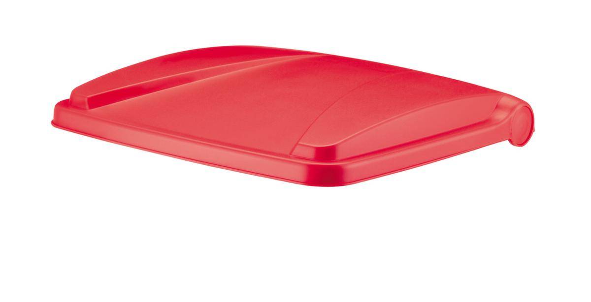 Tretabfallbehälter,1x90l,HxBxT 820x500x410mm,Korpus PE weiß,Deckel PE rot,2 Räder-1