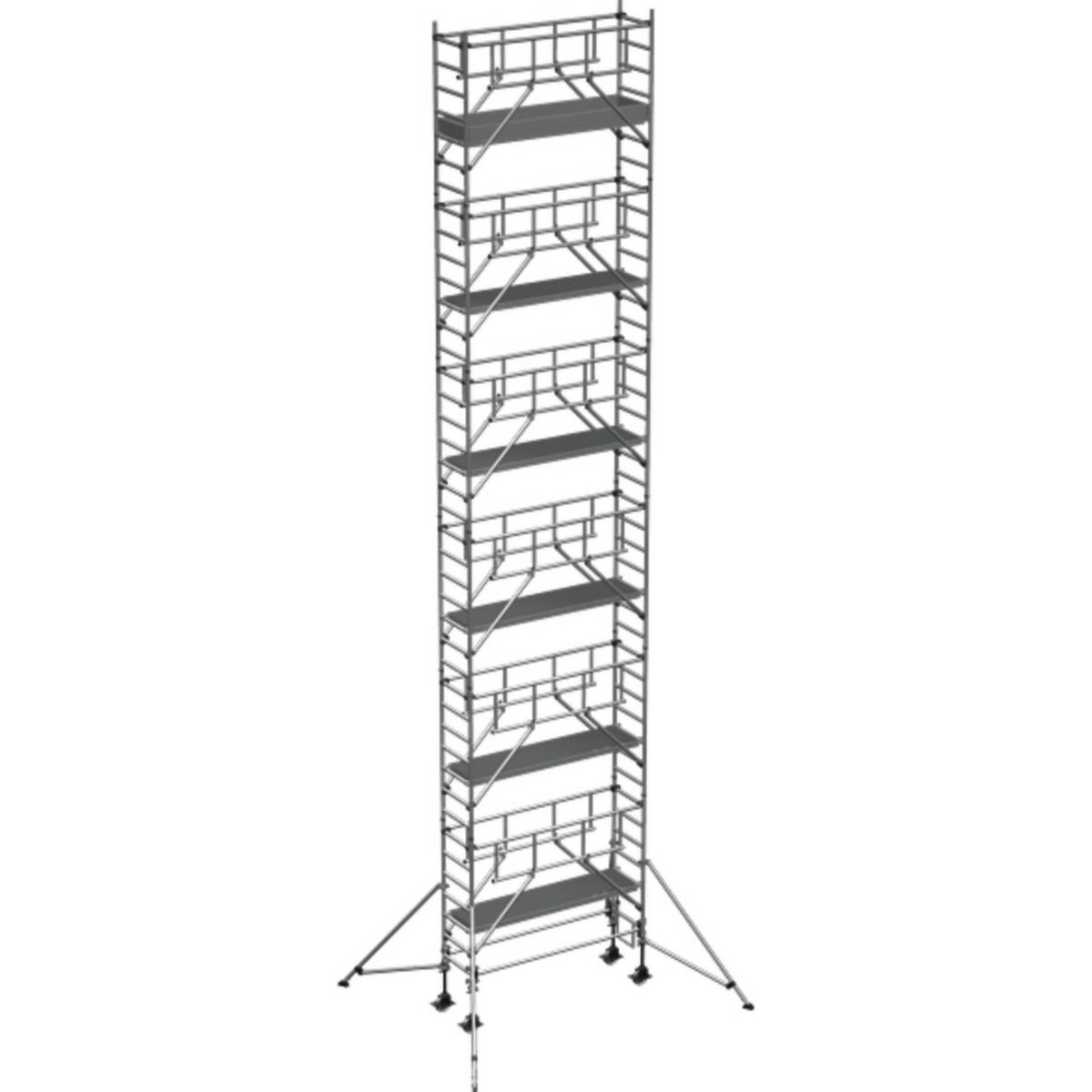 Fahrgerüst,Arbeits H 13,2m,Gerüst H 12,45m,BxT 2500x750mm,Bühne BxT 2500x600mm,Leichtmetall-1