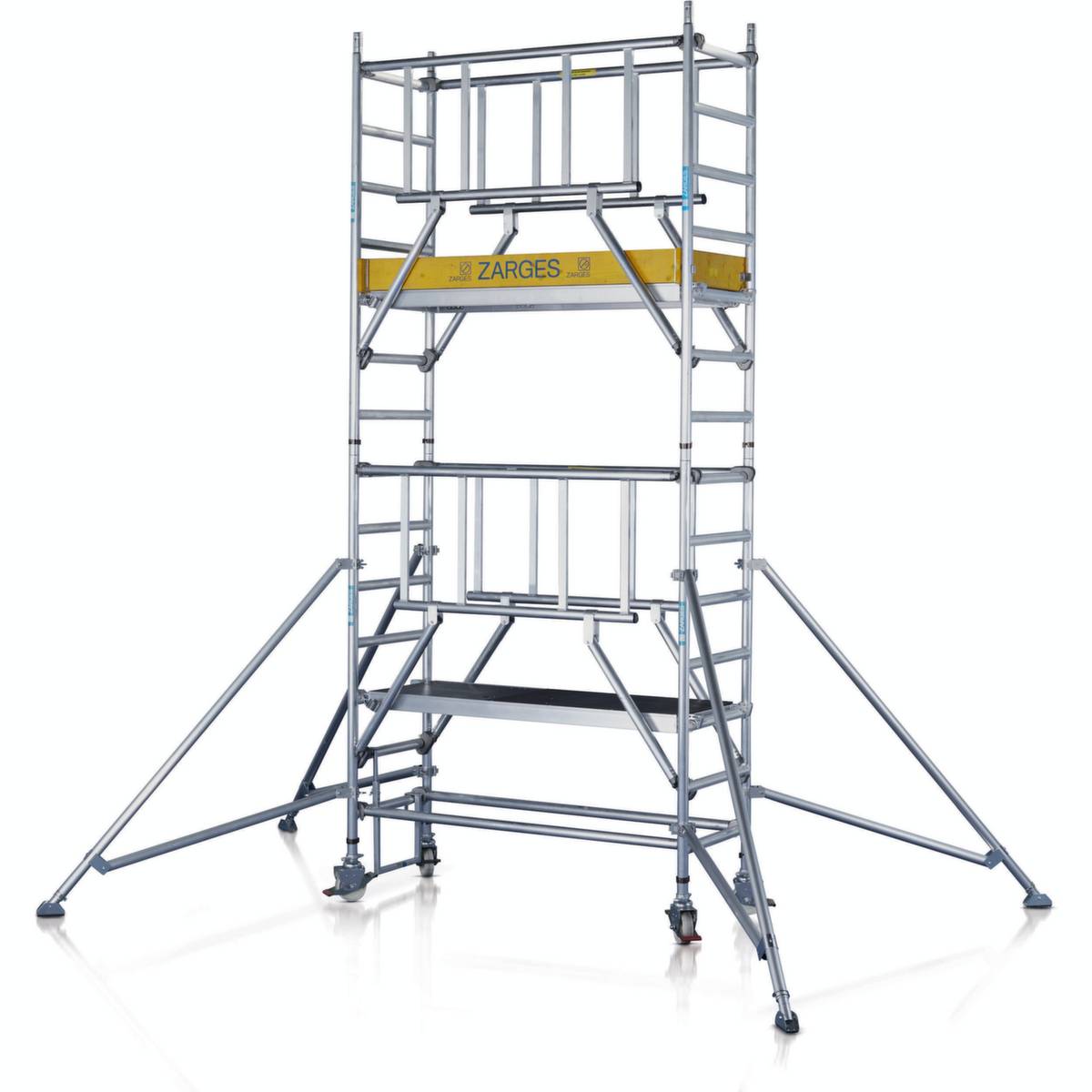 Fahrgerüst,Arbeits H 13,2m,Gerüst H 12,45m,BxT 2500x750mm,Bühne BxT 2500x600mm,Leichtmetall-0