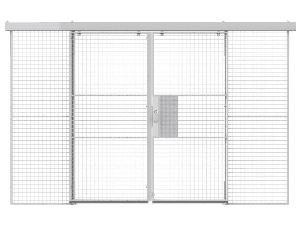 Doppel-Schiebetür,f. Trennwandsystem,HxB 2200x2300mm,Vorhängeschloss,Stahl,RAL7037-9