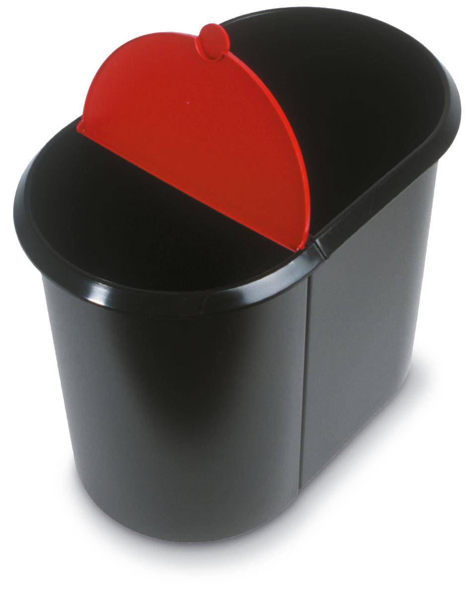 Papierkorb Duo-System 20+9l oval Kunststoff sw/rot-2