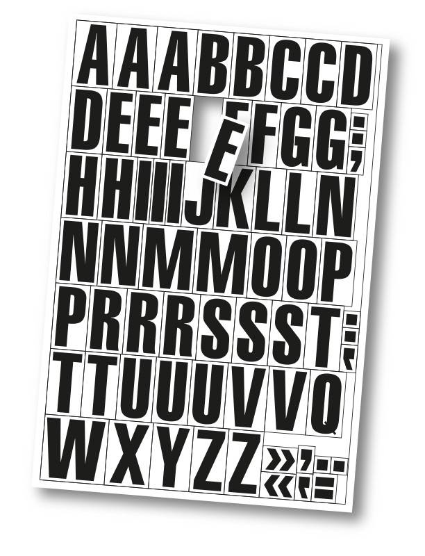 Regalfeldmagnet,Buchstaben A-Z,DIN A4,H 43mm,Magnetfolie,weiß/schwarz-0