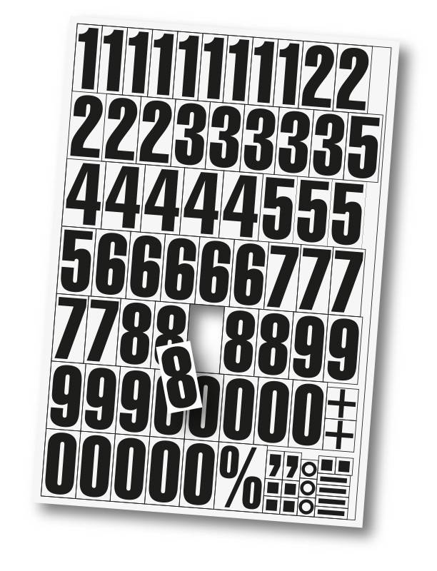 Regalfeldmagnet,Ziffern 0-9,DIN A4,H 43mm,Magnetfolie,weiß/schwarz