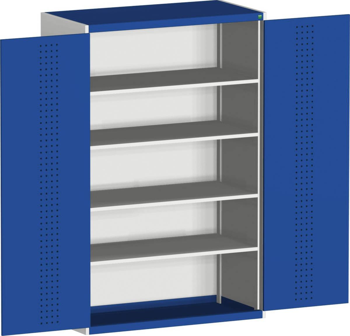Systemschrank,HxBxT 2000x1300x650mm,3xStahlboden,2 Schublade(n),5-Stift-Wechselkern,Korpus RAL7035,Front RAL5010