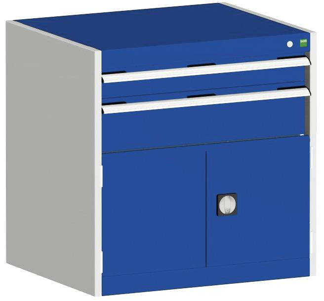 Schubladenschrank,HxBxT 800x800x525mm,2 Schublade(n),m. Normallastauszug,5-Stift-Wechselkern,Stahlboden,Korpus RAL7035-4