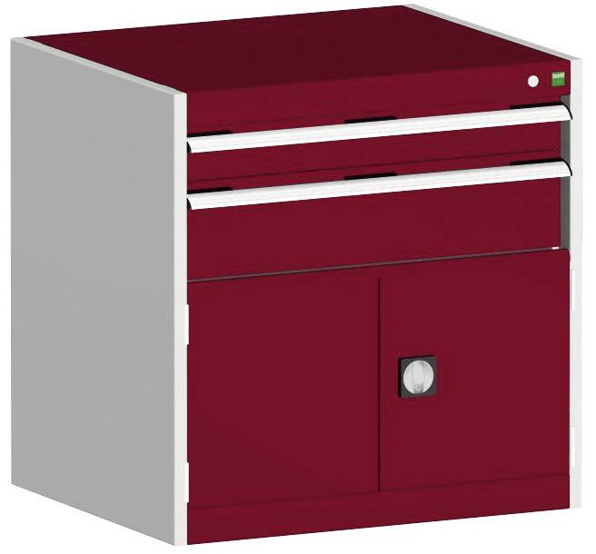 Schubladenschrank,HxBxT 800x800x525mm,2 Schublade(n),m. Normallastauszug,5-Stift-Wechselkern,Stahlboden,Korpus RAL7035-0