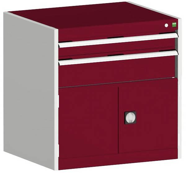 Schubladenschrank,HxBxT 800x800x525mm,2 Schublade(n),m. Normallastauszug,5-Stift-Wechselkern,Stahlboden,Korpus RAL7035