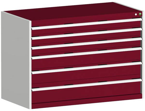 Schubladenschrank,HxBxT 900x1300x650mm,6 Schublade(n),Normallastauszug,5-Stift-Wechselkern,Korpus RAL7035,Front RAL3004