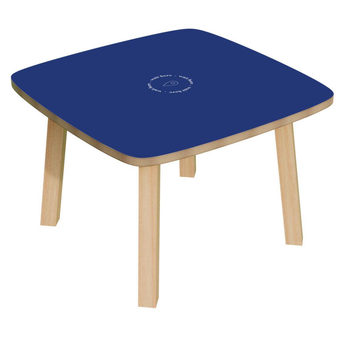 Beistelltisch,HxBxT 400x600x600mm,4-Fuß natur,Vierkantrohr,Platte blau-0