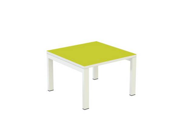 Beistelltisch,HxBxT 400x600x600mm,quadratisch,4-Fuß weiß,Vierkantrohr,Platte grün