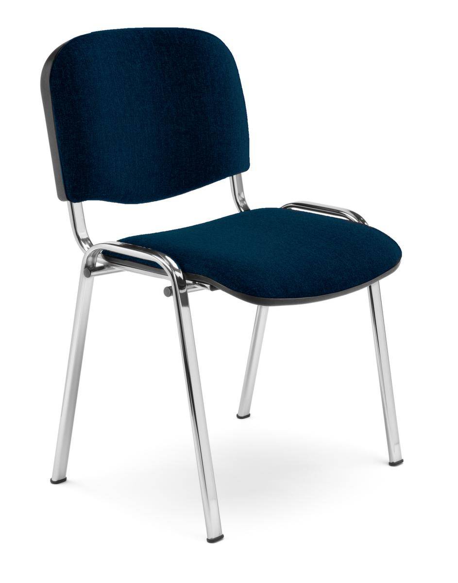 Besucherstuhl,4-Fuß Ovalrohr verchromt,Sitz Stoff dunkelblau,Rücken Stoff dunkelblau,Rückenform gerade-0