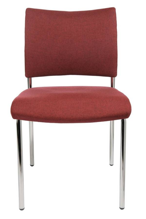 Besucherstuhl,4-Fuß Rundrohr verchromt,Sitz Stoff bordeaux,ergonomisch gewölbte Rückenlehne,Rücken Stoff bordeaux