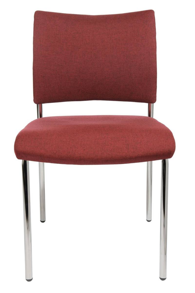Besucherstuhl,4-Fuß Rundrohr verchromt,Sitz Stoff bordeaux,ergonomisch gewölbte Rückenlehne,Rücken Stoff bordeaux-0
