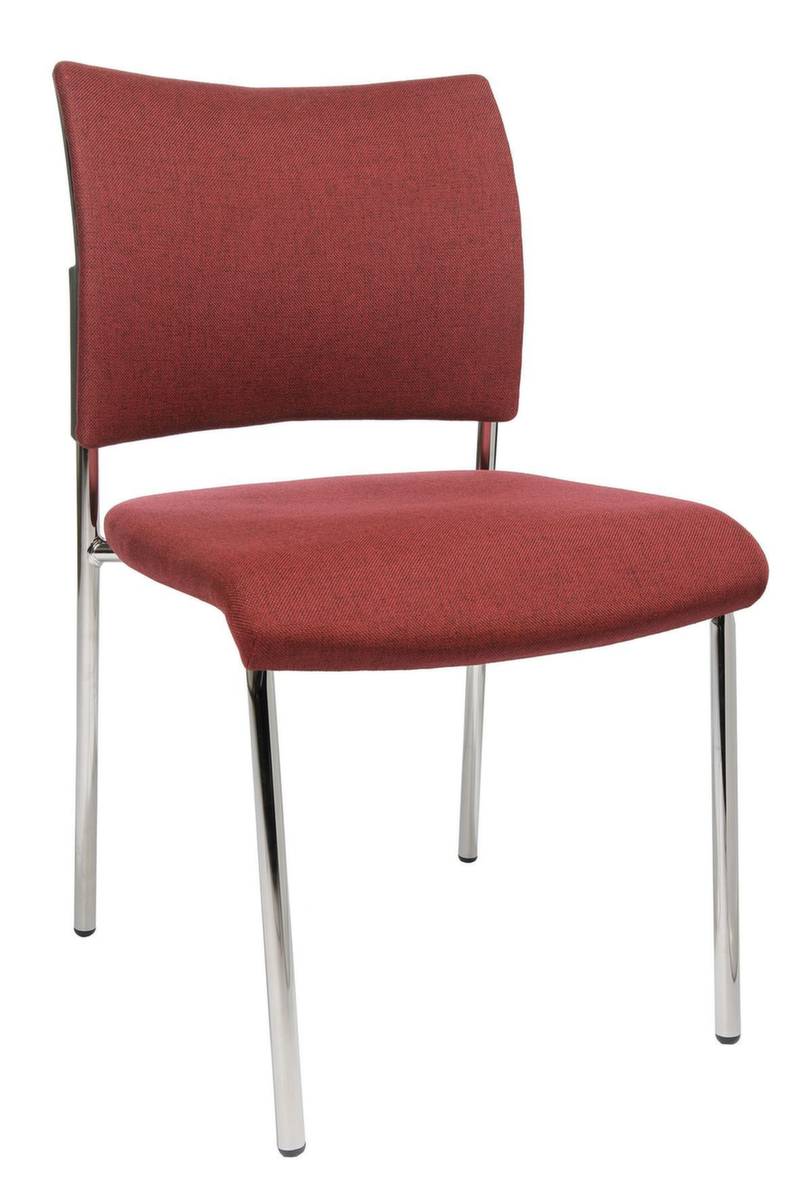 Besucherstuhl,4-Fuß Rundrohr verchromt,Sitz Stoff bordeaux,ergonomisch gewölbte Rückenlehne,Rücken Stoff bordeaux-1