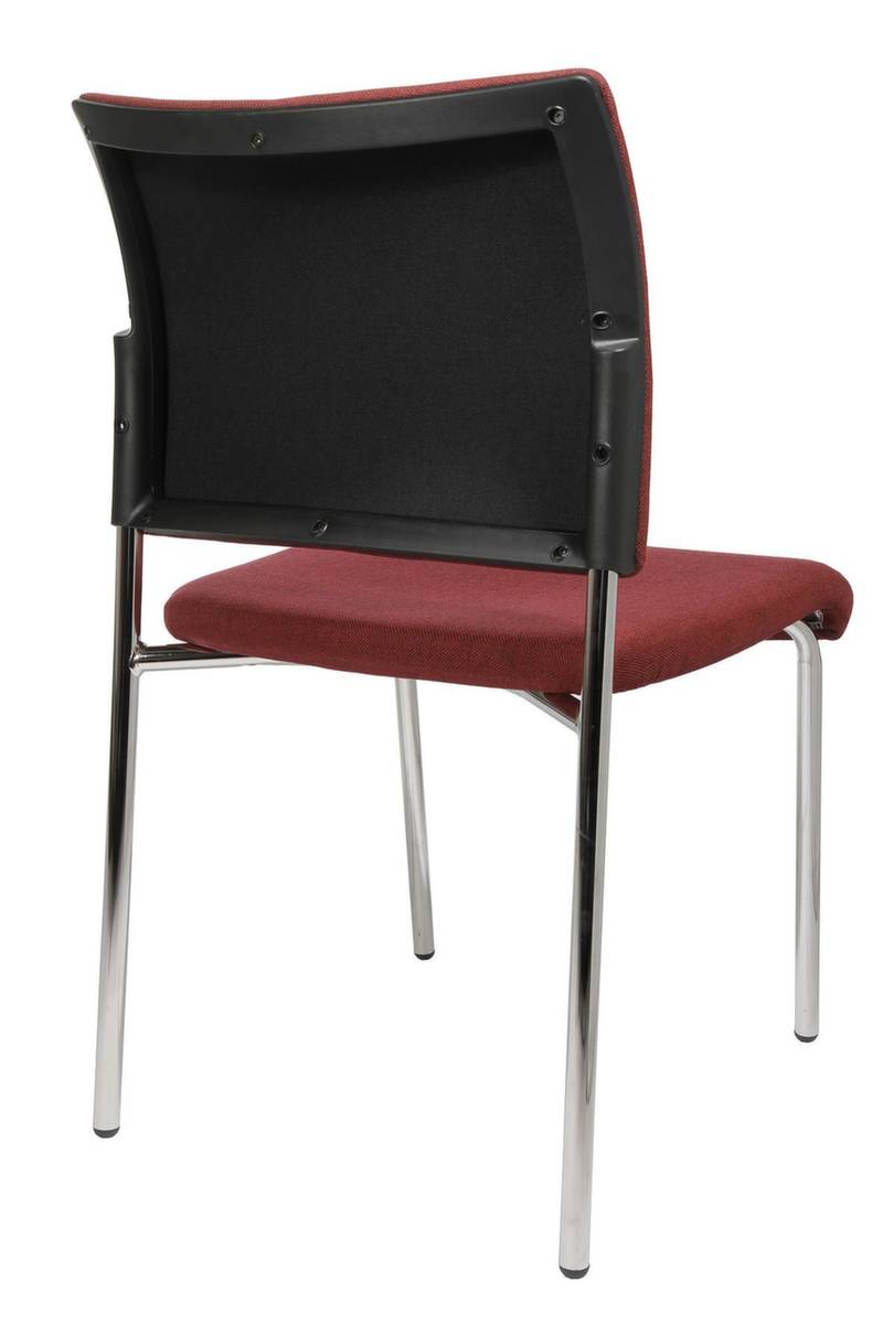 Besucherstuhl,4-Fuß Rundrohr verchromt,Sitz Stoff bordeaux,ergonomisch gewölbte Rückenlehne,Rücken Stoff bordeaux-2