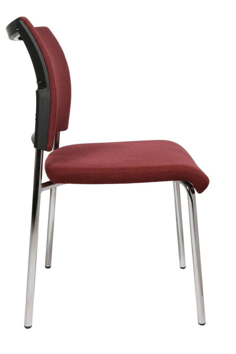 Besucherstuhl,4-Fuß Rundrohr verchromt,Sitz Stoff bordeaux,ergonomisch gewölbte Rückenlehne,Rücken Stoff bordeaux-3