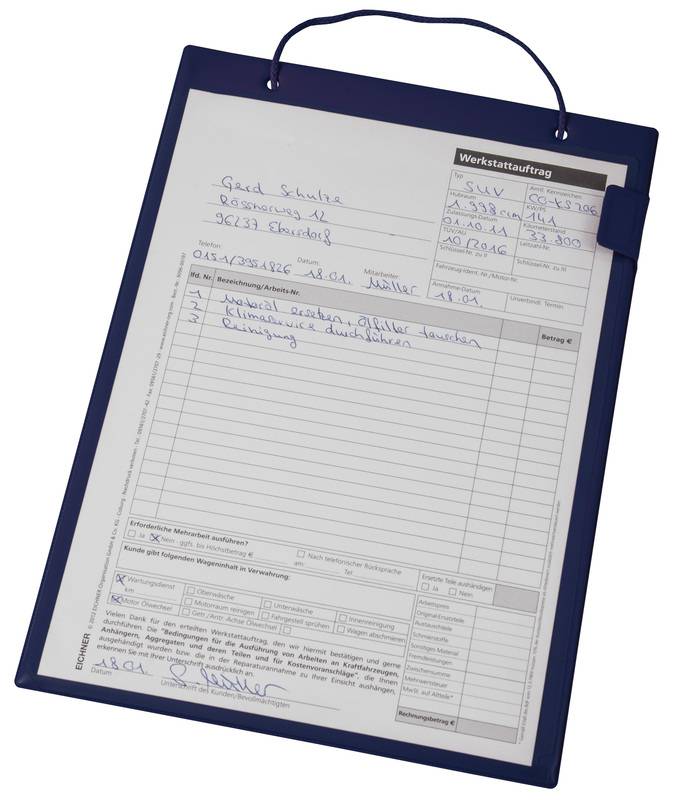 Auftragstasche m.Klettverschluss,Kordel u.Tasche DIN A4 blau VE 10 St.EICHNER-5