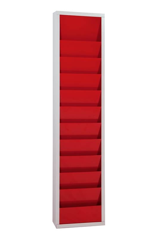 Planungstafel mit 10 Schienen einreihig HxBxT 1280 x 315 x 74 mm rot. Eichner Organisation 17233249-2