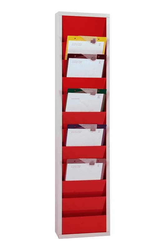 Planungstafel mit 10 Schienen einreihig HxBxT 1280 x 315 x 74 mm rot. Eichner Organisation 17233249-1